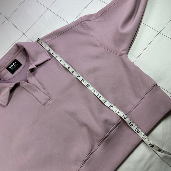 Abercrombie YPB Sweatshirt Womens Medium Purple Pink NeoKnit Polo Lounge Active - Picture 7 of 9